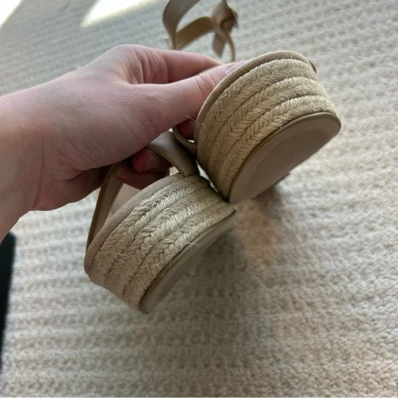 Lulu’s Beachy Dreams Natural Suede Espadrille Wedges Heels Size 7.5 - Picture 6 of 14